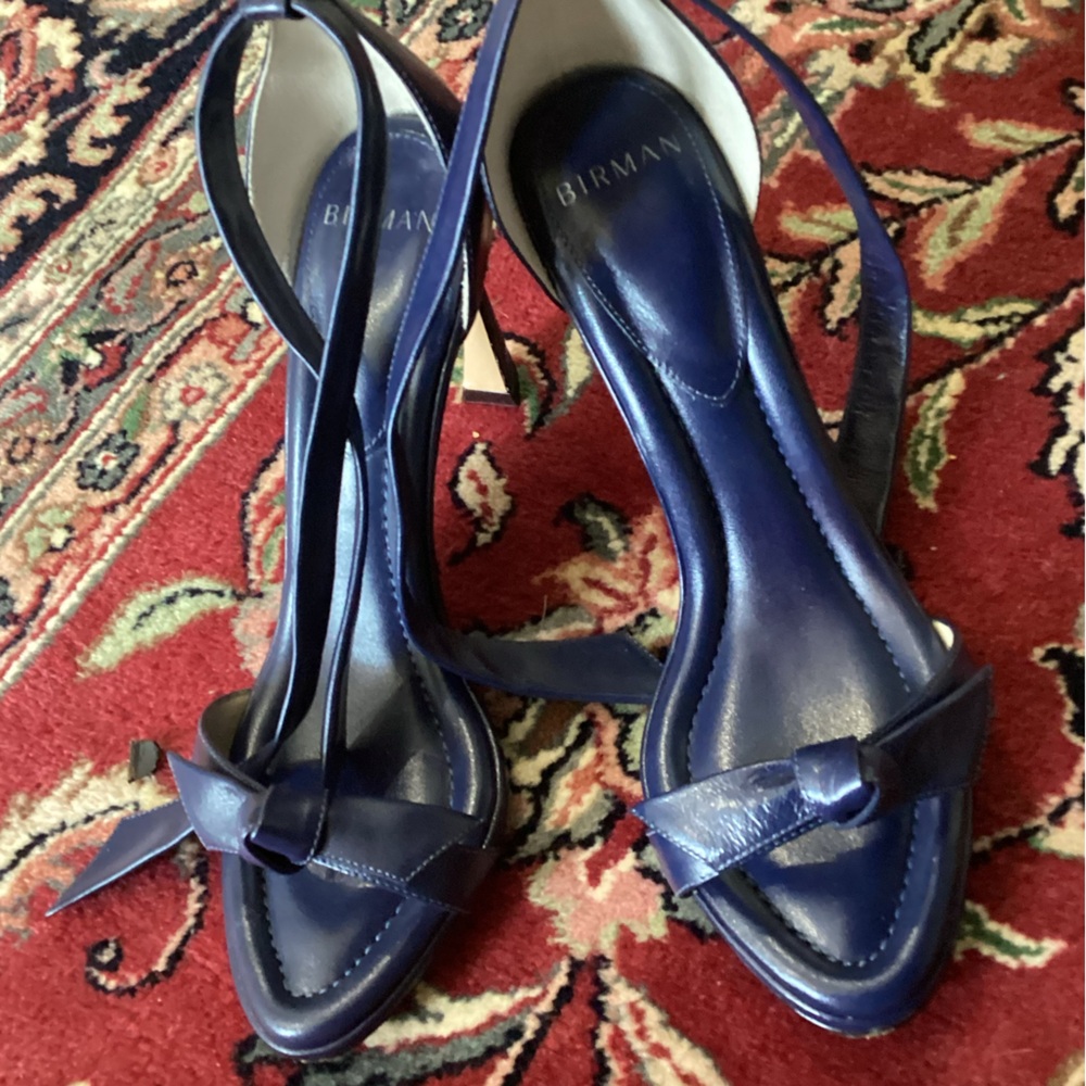 Alexandre Birman Navy Blue Knot Slingback Heels